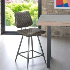 SALERNE Univers Déco·Maison De Campagne|Chaise de bar industrielle bleu foncé