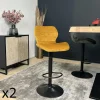 PALERME Tabourets De Bar En Velours|Chaise de bar moderne en velours doré réglable en hauteur (lot de 2)