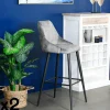 MALMOE Univers Déco·Classique Chic|Tabourets De Bar En Velours|Chaise de bar velours gris (lot de 2)