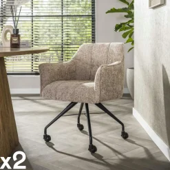 Melbourne Meubles De Cuisine·Chaises|Meubles De Bureau·Fauteuils De Bureau|Chaise de bureau à roulettes tissu sable (lot de 2)