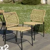 GIJON Chaises De Jardin|Chaise de jardin assise et dossier tressés couleur naturelle (lot de 2)