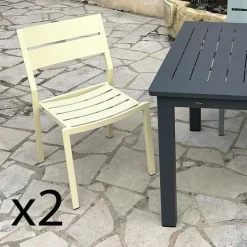 STOCKHOLM Chaises De Jardin|Meubles En Aluminium Brafab|Chaise de jardin avec accoudoirs en aluminium gris ardoise (lot de 2)