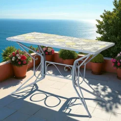 GRENADE Chaises De Jardin|Chaise de jardin bleue décor mosaïque citrons (lot de 2)