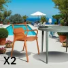 PINETO Chaises De Jardin|Chaise de jardin design orange, empilable (lot de 2)