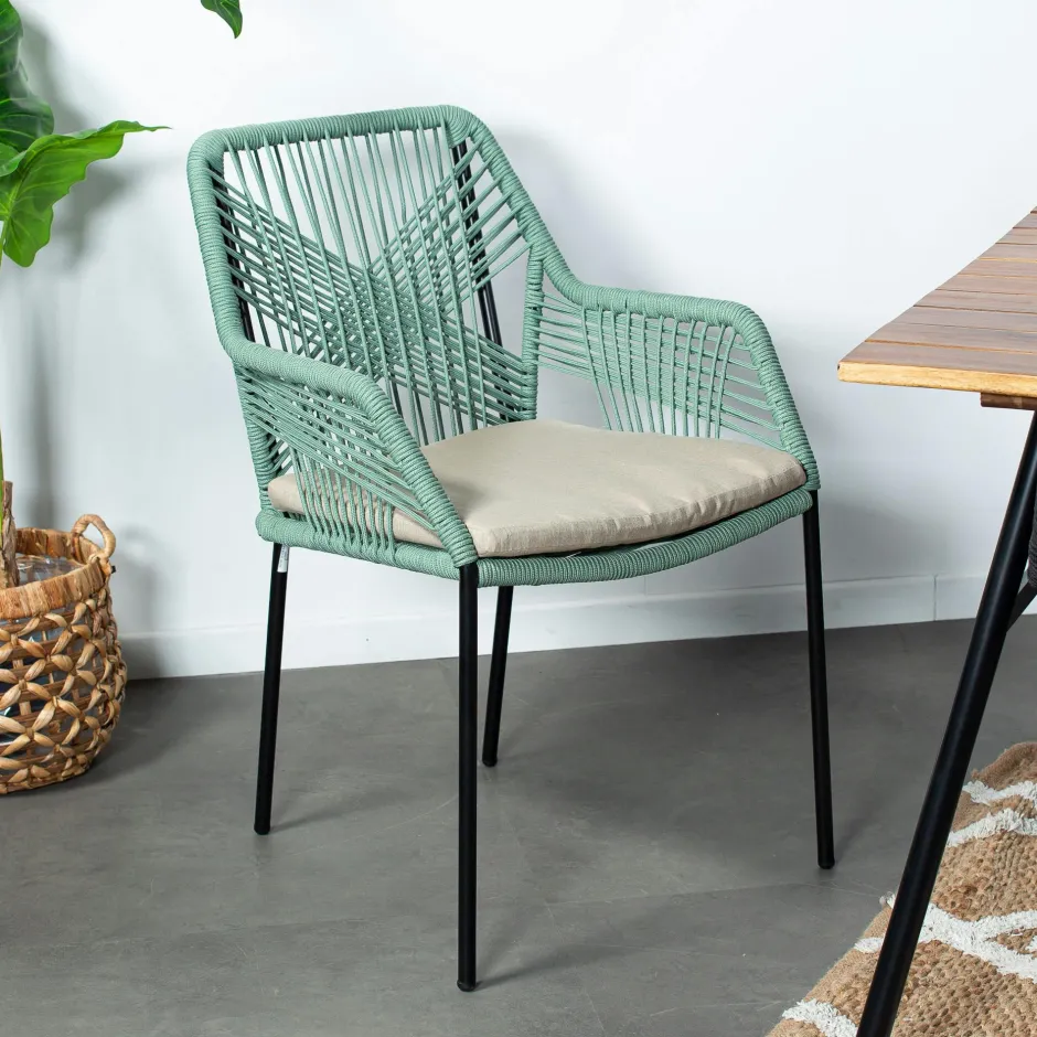 GRENADE Chaises De Jardin|Chaise de jardin en corde tressée grise