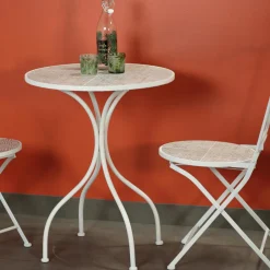 GRENADE Chaises De Jardin|Chaise de jardin en mosaïque beige (lot de 2)