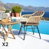 IBIZA Chaises De Jardin|Meubles De Cuisine·Chaises|Chaise de jardin en rotin synthétique avec accoudoirs et coussin d'assise (lot de 2)