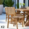 MENDOZA Chaises De Jardin|Chaise de jardin en teck et résine tressée (lot de 2)