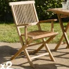 SUMMER Chaises De Jardin|Chaise de jardin en teck à bords droits avec accoudoirs (lot de 2)