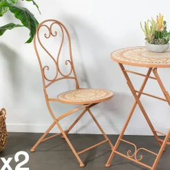 GRENADE Chaises De Jardin|Chaise de jardin motif oiseau (lot de 2)