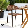 MENDOZA Chaises De Jardin|Meubles De Cuisine·Chaises|Chaise de jardin noire en résine tressée et aluminium (lot de 2)