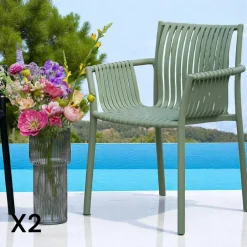 MENDOZA Chaises De Jardin|Chaise de jardin noire (lot de 4)