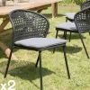 GIJON Chaises De Jardin|Chaise de jardin rotin synthétique noir avec coussin gris (lot de 2)