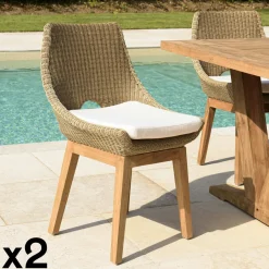 MANY Chaises De Jardin|Chaise de jardin résine tressée beige (lot de 2)