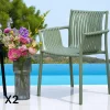 MENDOZA Chaises De Jardin|Chaise de jardin verte (lot de 4)