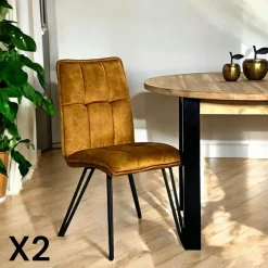 MALMOE Chaises Velours|Chaises Contemporaines|Chaise de salle à manger bleu pétrole avec pieds épingle (lot de 2)