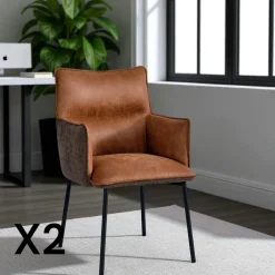 KERALA Meubles De Cuisine·Chaises|Chaises Industrielles|Chaise de salle à manger bi-matière verte (lot de 2)