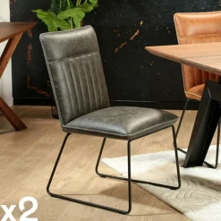 OKA Meubles De Cuisine·Chaises|Chaises Capitonnées|Chaise de salle à manger camel used (lot de 2)