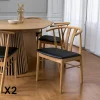 BERLIN Chaises En Bois|Meubles De Cuisine·Chaises|Chaise de salle à manger design en bois de chêne avec assise noire (lot de 2)