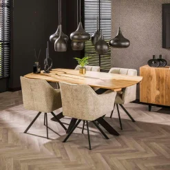 TAJ Chaises Contemporaines|Meubles De Cuisine·Chaises|Chaise de salle à manger en tissu côtelé crème (lot de 2)