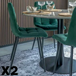 TARAZ Meubles De Cuisine·Chaises|Chaises Contemporaines|Chaise de salle à manger grise motif damier (lot de 2)