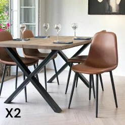 BERLIN Meubles De Cuisine·Chaises|Chaise de salle à manger grise, style moderne (lot de 2)