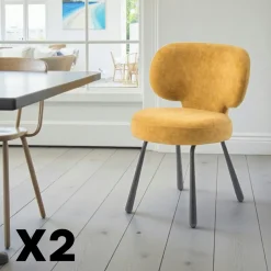 LIGURIE Meubles De Cuisine·Chaises|Chaises Contemporaines|Chaise de salle à manger moutarde, assise ronde (lot de 2)