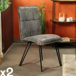 MALMOE Chaises Velours|Chaises Contemporaines|Chaise de salle à manger ocre avec pieds épingle (lot de 2)