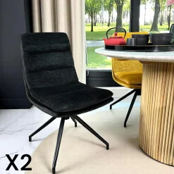 PALERME Meubles De Cuisine·Chaises|Chaises Velours|Chaise de salle à manger pivotante en velours gris (lot de 2)