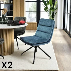 PALERME Meubles De Cuisine·Chaises|Chaises Velours|Chaise de salle à manger pivotante en velours bleu (lot de 2)