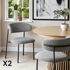 MONTREUX Meubles De Cuisine·Chaises|Chaise de salle à manger sable en bouclette avec dossier arrondi (lot de 2)