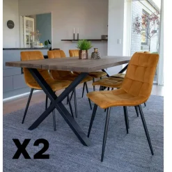 TARAZ Meubles De Cuisine·Chaises|Chaises Contemporaines|Chaise de salle à manger taupe motif damier (lot de 2)