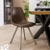 Helsinki Meubles De Cuisine·Chaises|Chaises Scandinaves|Chaise de table couture apparente taupe pied étoile (lot de 2)