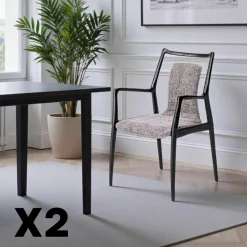 Chaises En Bois|Chaises Contemporaines|Chaise design anthracite à structure noire (lot de 2) ALDER