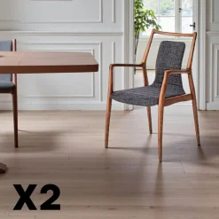 Chaises En Bois|Chaises Contemporaines|Chaise design anthracite à structure noire (lot de 2) ALDER