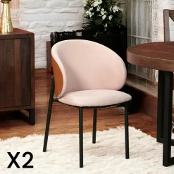 HAWAI Meubles De Cuisine·Chaises|Chaises Capitonnées|Chaise design rose (lot de 2)