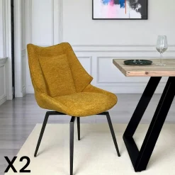 IENA Chaises Capitonnées|Meubles De Cuisine·Chaises|Chaise design tissu microfibre gris (lot de 2)