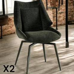 IENA Meubles De Cuisine·Chaises|Chaises Capitonnées|Chaise design tissu microfibre chocolat (lot de 2)