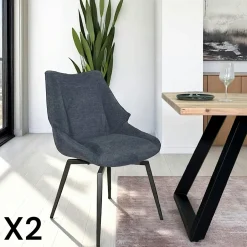 IENA Meubles De Cuisine·Chaises|Chaises Capitonnées|Chaise design tissu microfibre chocolat (lot de 2)