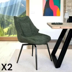 IENA Chaises Capitonnées|Meubles De Cuisine·Chaises|Chaise design tissu microfibre anthracite (lot de 2)