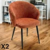 IENA Chaises Capitonnées|Chaises Contemporaines|Chaise dossier rond tissu terracotta (lot de 2)