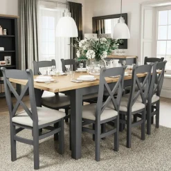 COVENTRY Chaises En Bois|Chaises Contemporaines|Chaise en bois avec dossier croisé finition charbon (lot de 2)