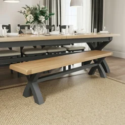 COVENTRY Chaises En Bois|Chaises Capitonnées|Chaise en bois et tissu avec dossier croisé finition charbon (lot de 2)