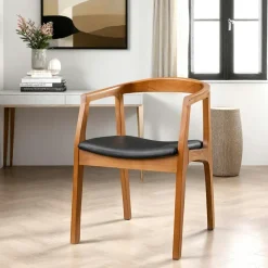 TENA Chaises En Bois|Chaises Contemporaines|Chaise en bois ronde - assise noire