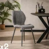GALWAY Univers Déco·Design Contemporain|Chaises Bouclettes|Chaise en bouclette grise à rayures (lot de 2)