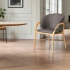 Meubles De Cuisine·Chaises|Chaises En Bois|Chaise en cuir gris foncé dos rond accoudoirs bois clair ALDER