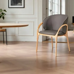 Meubles De Cuisine·Chaises|Chaises En Bois|Chaise en cuir gris foncé dos rond accoudoirs bois clair ALDER