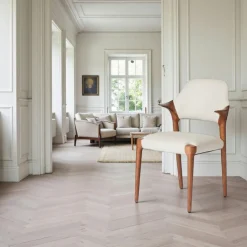 Chaises En Bois|Chaises Contemporaines|Chaise en cuir marron design, accoudoirs bois noir ALDER