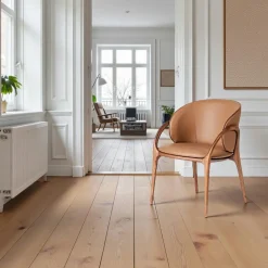 Meubles De Cuisine·Chaises|Chaises En Bois|Chaise en cuir terracotta dos rond accoudoirs bois noir ALDER