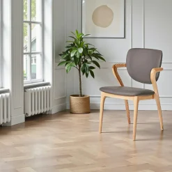 Chaises En Bois|Chaises Contemporaines|Chaise en cuir terracotta, accoudoirs bois noir ALDER